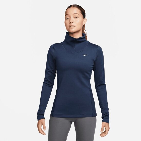 Nike Tops - Nike Pro Shirt Womens Medium Blue Hyperwarm Mock Turtleneck Run Training